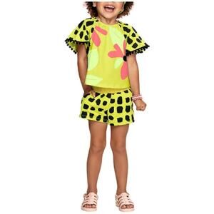 NWT Nanai Girls Green/Black Blouse And Shorts Set Size 3